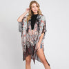 DIONA J ABSTRACT PAISLEY FLOWER PRINT KIMONO CARDIGAN ONE SIZE COLOR BLACK