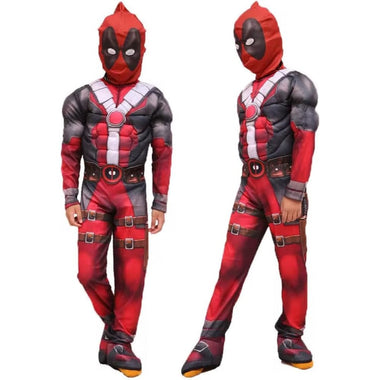 Boys Heroes 3D Print Bodysuit Red Suit Zentai Onesie Spandex Jumpsuit with Mask Fiber Belt Set Halloween Costume Set (Extra Small)