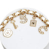 Anklet White Woven Gold Chain Camellia Charms