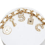 Anklet White Woven Gold Chain Camellia Charms