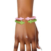 AKA Sorority Pink Green Pointed Cable Bangle Set