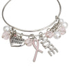 Breast Cancer Silver Wire Light Pink Charm Bangle