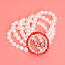 DST Pearl Red White Stackable Bracelet