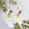 Dangle Clear Medium Afro Flower Earrings for Women