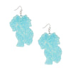 Fish Hooks Aqua Glitter Natural Hair Earrings