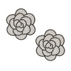 Studs White Flower Rhinestone Fabric Earrings