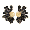 Studs Black Half Daisy Flower Earrings for Women