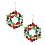 Dangle Xmas Medium Wreath Earrings for Women