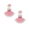 Dangle Santa Baby Pink Sweetheart Dress Earrings
