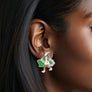 AKA Sorority Pink Lady Green Ivy Stud Earrings