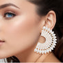 Studs Gold Crystal Semi Circle Luminous Earrings