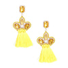 Yellow Triple Tassel Stone Earrings