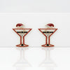 Stud Gold Tipsy Santa Red Martini Xmas Earrings