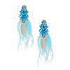 Tassel Blue Feather Glass Earrings for Women