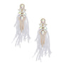 Tassel White Feather Glass Earrings for Women