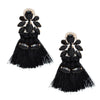 Tassel Black Crystal Medium Earrings for Women