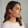 Stud Fuchsia Pink Crystal and Glass Heart Earrings