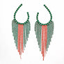 Fringe Red and Green Long Horseshoe Earrings Women