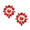 DST Studs Red Crystal Rounded Earrings Women