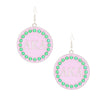 AKA Sorority Round Pink Fish Hook Earrings
