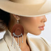 Fish Hook Brown Cowgirl Hat Fringe Earrings