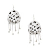 Fish Hook White Black  Cowgirl Hat Fringe Earrings