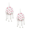 Fish Hook White Pink Cowgirl Hat Fringe Earrings