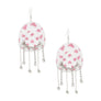 Fish Hook White Pink Cowgirl Hat Fringe Earrings
