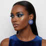 Clip On Blue Glass Teardrop Radiant Round Earrings