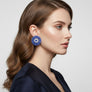 Clip On Blue Glass Teardrop Radiant Round Earrings