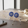 Clip On Blue Glass Teardrop Radiant Round Earrings