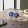 Clip On Blue Glass Teardrop Radiant Round Earrings