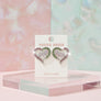 AKA Sorority Heart Pink Green Bling Stud Earrings