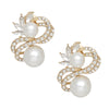 Clip On High End Gold Ribbon Cream Pearl Earrings