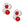 Clip On High End Silver Ribbon Red Pearl Earrings