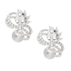 Clip On High End Silver Ribbon Red Pearl Earrings
