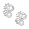 Clip On High End Silver Ribbon Pearl Earrings