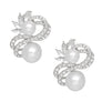 Clip On High End Silver Ribbon Pearl Earrings