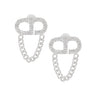 Studs Silver Pave CD Draped Chain Earrings Women