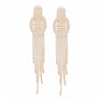 Tassel Long Gold Glam Oval Buckle Fringe Earrings
