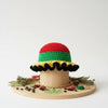 Red Crochet Multicolor Ruffle Bucket Hat Women