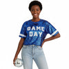 Jersey ZPB Blue White Sequin GAME DAY Crop Top