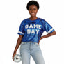 Jersey ZPB Blue White Sequin GAME DAY Crop Top