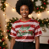 Jersey Holiday Cheer Red White Sequin Xmas Shirt