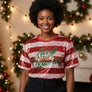 Jersey Holiday Cheer Red White Sequin Xmas Shirt