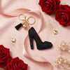Keychain Black High Heel Sparkle Purse Charm