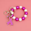 Keychain Gold Pink Ribbon Mixed Pearl Wristlet
