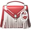 White Red Shield Pearl Keychain|7.75 x 1.65 inches