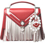 White Red Shield Pearl Keychain|7.75 x 1.65 inches