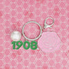 AKA Sorority Flower 1908 Keychain and Bag Clip